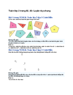 Toán lớp 2 trang 92, 93: Luyện tập chung | Cánh diều