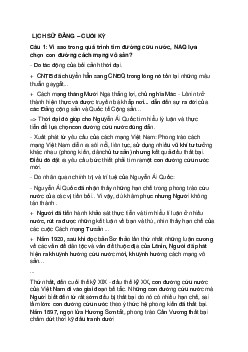 Nội dung thi cuối kì | Lịch Sử Đảng Cộng Sản Việt Nam | Đại học Khoa học Xã hội và Nhân văn, Đại học Quốc gia Thành phố HCM