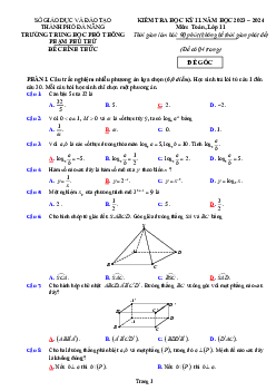Đề thi học kỳ 2 Toán 11 năm 2023 – 2024 trường THPT Phạm Phú Thứ – Đà Nẵng
