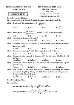 Đề thi thử Toán vào THPT lần 1 năm 2024 – 2025 phòng GD&ĐT Vụ Bản – Nam Định