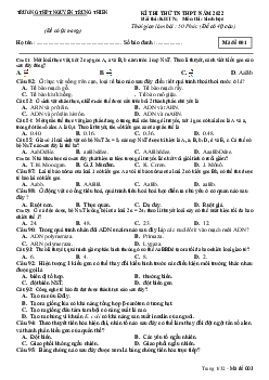 Đề thi thử THPT Quốc gia 2022 môn Sinh học lần 1 trường THPT Nguyễn Trung Thiên, Hà Tĩnh