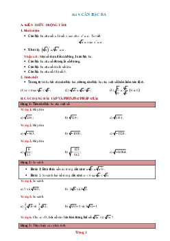 Phương pháp giải toán 9 Căn bậc ba (có đáp án và lời giải chi tiết)
