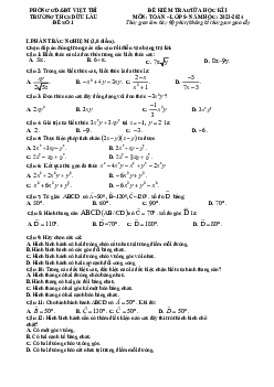 Đề giữa học kì 1 Toán 8 năm 2023 – 2024 trường THCS Dữu Lâu – Phú Thọ
