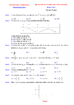 Đề thi thử tốt nghiệp THPT Toán 2022 Sở GD Hải Dương lần 2 (có lời giải chi tiết)