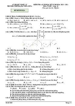 Đề minh họa kì 1 Toán 11 năm 2023 – 2024 trường THPT Đặng Thúc Hứa – Nghệ An