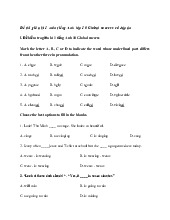 Đề thi giữa học kỳ 1 môn Tiếng Anh lớp 10 năm học 2024 - 2025 | Bộ sách Global Success