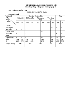 Đề thi học kì 1 môn Hoạt động trải nghiệm hướng nghiệp 6 năm 2023 - 2024 sách Kết nối tri thức với cuộc sống | đề 2
