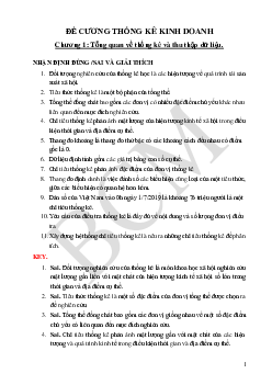 Đề cương Thống kê kinh doanh (có đáp án) | Học viện Ngân hàng