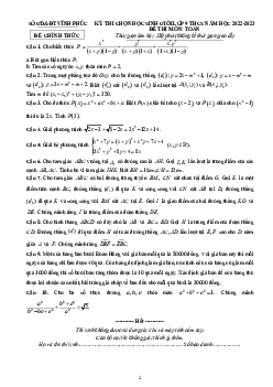 Đề chọn học sinh giỏi Toán 9 THCS năm 2022 – 2023 sở GD&ĐT Vĩnh Phúc