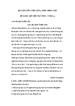 Phiếu bài tập cuối tuần lớp 3 môn tiếng Việt Tuần 12 (cơ bản) | Kết nối tri thức