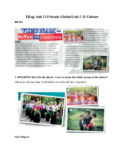 Giải Tiếng Anh 11 Unit 1: 1I Culture | Friends Global