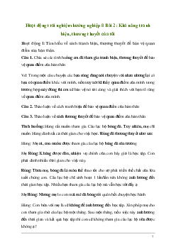 Hoạt động trải nghiệm 8: Khả năng tranh biện, thương thuyết của tôi | Kết nối tri thức