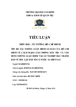 Tiểu luận môn Tư tưởng Hồ Chí Minh | Đại học Gia Định