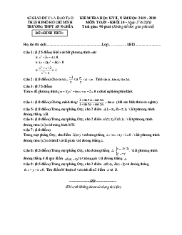 Đề thi học kì 2 Toán 10 năm 2019 – 2020 trường THPT An Nghĩa – TP HCM