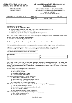 (Listening) Kì thi chọn đội tuyển chính thức dự thi HSG quốc gia lớp 12 THPT tỉnh Long An năm học 2019-2020 môn thi Tiếng Anh