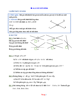 Bài tập hình học toán lớp 7 hai góc đối đỉnh ( có lời giải chi tiết)