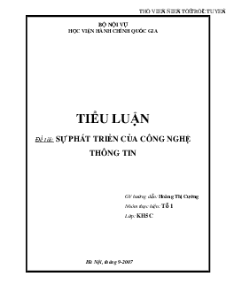 Tiểu luận về Sự phát triển của Công nghệ thông tin
