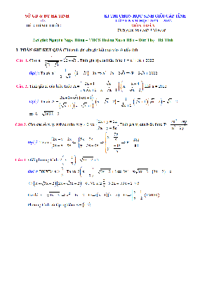 Đề thi học sinh giỏi tỉnh Toán 9 năm 2021 – 2022 sở GD&ĐT Hà Tĩnh