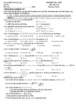 Đề kiểm tra 1 tiết Đại số 10 chương 2 năm học 2016 – 2017 trường THPT Phù Cừ – Hưng Yên