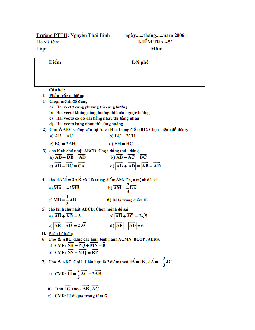 Đề kiểm tra Hình học 10 chương 1 trường THPT Nguyễn Thái Bình – Quảng Nam