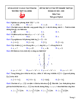 Đề thi thử tốt nghiệp THPT 2023 môn Toán trường THPT Gia Định – TP HCM