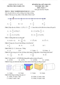 Đề giữa học kì 1 Toán 7 năm 2023 – 2024 trường THCS Nghĩa Tân – Hà Nội