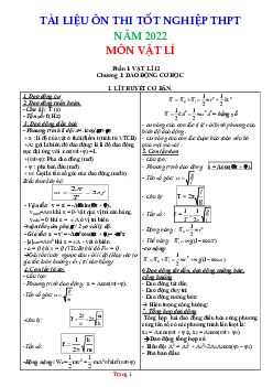 Tài liệu ôn thi tốt nghiệp THPT môn Vật Lí năm 2022