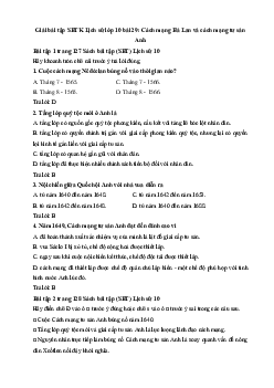 Giải bài tập SBT Lịch sử lớp 10 bài 29: Cách mạng Hà Lan và cách mạng tư sản Anh