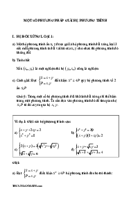 Chuyên đề hệ phương trình ôn thi vào lớp 10