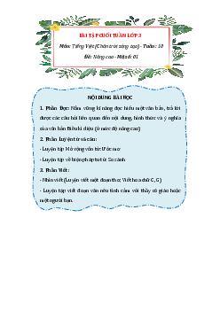 Bài tập cuối tuần Tiếng việt lớp 3 Chân trời sáng tạo Tuần 10 - Nâng cao