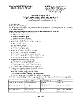 Đề thi thử chuyên Tiếng Anh lớp 10 THPT - THCS Võ Thị Sáu - TP Hải Dương
