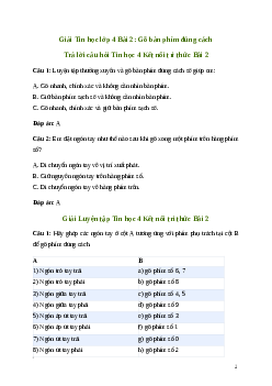 Giải Tin học lớp 4 Bài 2: Gõ bàn phím đúng cách | Kết nối tri thức