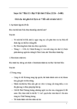 Giải Lịch sử 7 Bài 13: Đại Việt thời Trần (1226 - 1400) | Kết nối tri thức