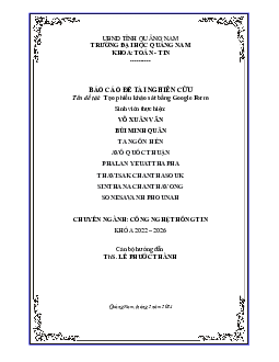 Báo cáo "Tạo phiếu khảo sát bằng Google Form" Môn mạng máy tính | Đại học Quảng Nam