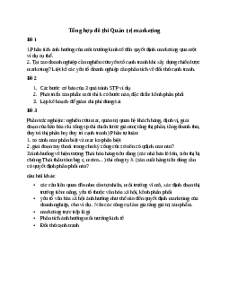 Tổng hợp đề thi quản trị maketing