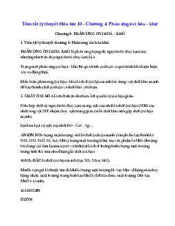 Tóm tắt lý thuyết Hóa học 10 - Chương 4: Phản ứng oxi hóa - khử