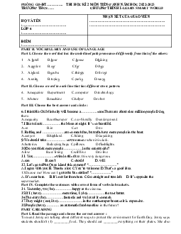 Đề thi học kì 2 môn Tiếng Anh 6 i-Learn Smart World | Đề 2