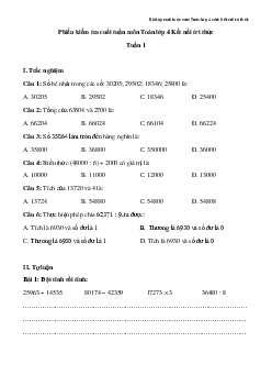 Bài tập cuối tuần Toán lớp 4 Kết nối tri thức - Tuần 1 (Nâng cao)