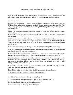 Giải bài tập tiếng Anh lớp 7 chương trình mới Unit 3: Community Service - Dịch vụ cộng đồng