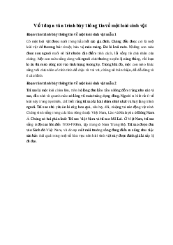 Viết đoạn văn trình bày thông tin về một loài sinh vật Ngữ Văn 10 sách Kết Nối Tri Thức