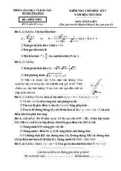 Đề cuối học kỳ 1 Toán 9 năm 2023 – 2024 phòng GD&ĐT Ứng Hòa – Hà Nội