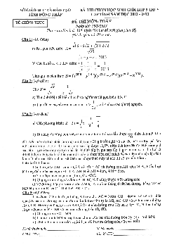 Đề thi chọn học sinh giỏi Toán 9 cấp tỉnh năm 2012 – 2013 sở GD&ĐT Đồng Tháp