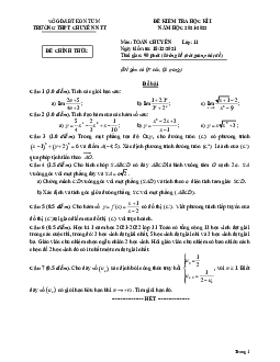 Đề HK1 Toán 11 (chuyên) năm 2021 – 2022 trường chuyên Nguyễn Tất Thành – Kon Tum