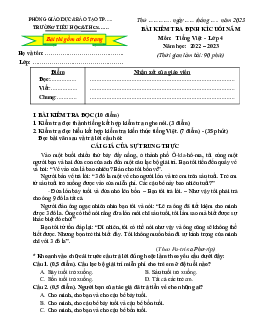 Đề thi học kì 2 môn Tiếng Việt lớp 4 năm 2022 - 2023 theo Thông tư 22 | đề 1