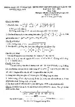 Đề học sinh giỏi Toán 9 năm 2021 – 2022 phòng GD&ĐT Triệu Sơn – Thanh Hóa