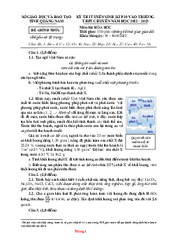 Đề thi tuyển sinh lớp 10 THPT Chuyên năm 2022-2023 môn hóa học Sở GD Quảng Nam (có lời giải)