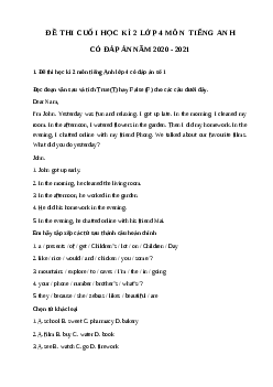 4 Đề thi học kì 2 lớp 4 môn tiếng Anh năm 2023 số 4