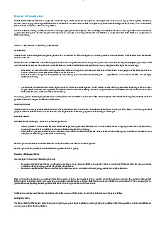 Summary Note Chap 13: Understanding Leadership Theories and Styles | Môn Organizational Behavior - Trường Đại học Quốc tế, Đại học Quốc gia Thành phố Hồ Chí Minh