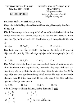 Đề kiểm tra giữa học kì 2 Toán 6 năm 2021 – 2022 trường THCS Cát Linh – Hà Nội