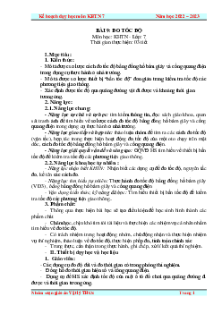 Giáo án Bài 9: Đo tốc độ | Khoa Học Tự Nhiên 7 Kết nối tri thức